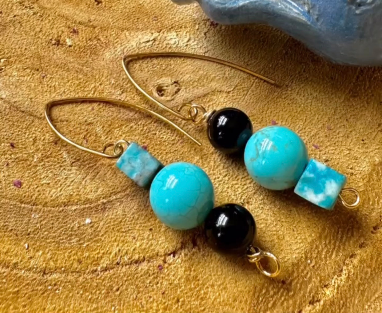 Onyx, Turquoise and Jasper Earrings