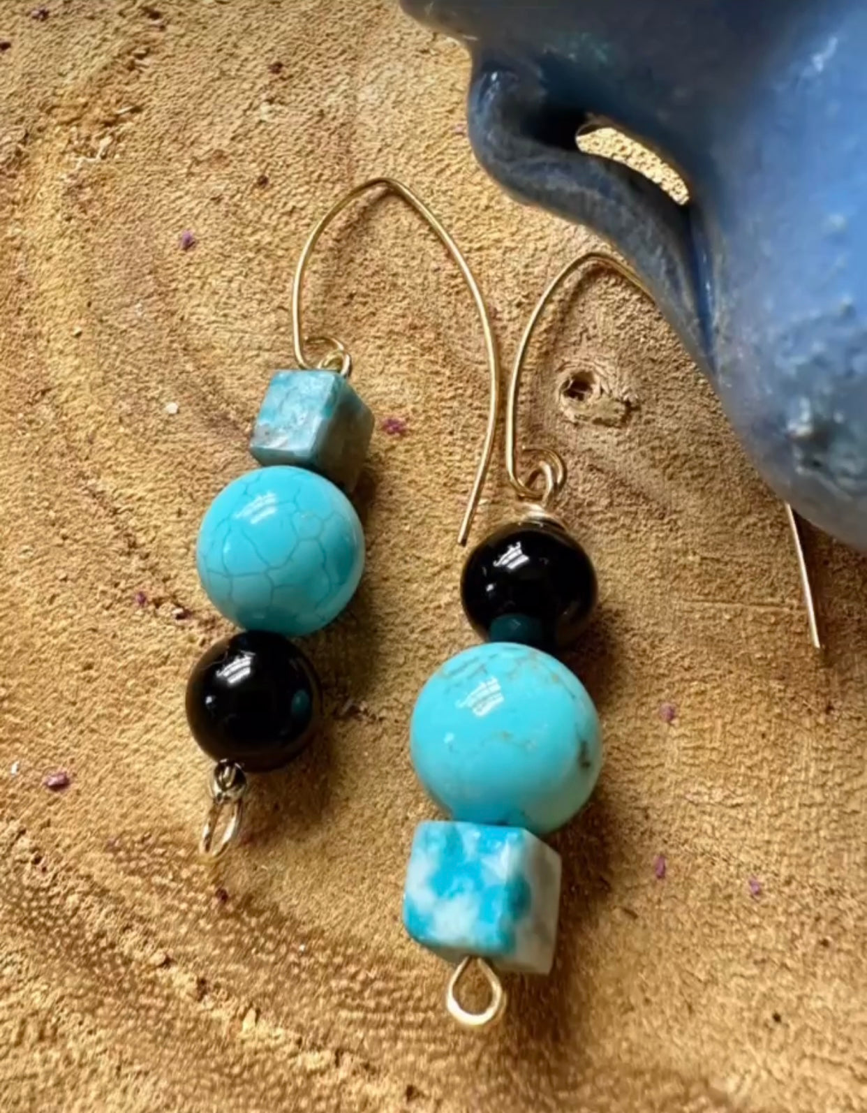 Onyx, Turquoise and Jasper Earrings