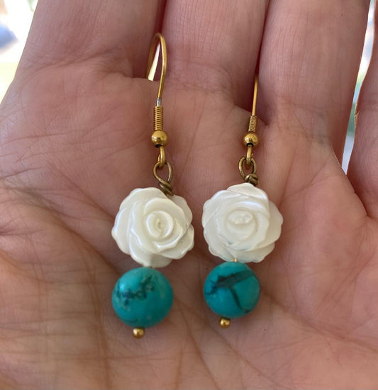 Mother of Pearl, Turquoise Earrings