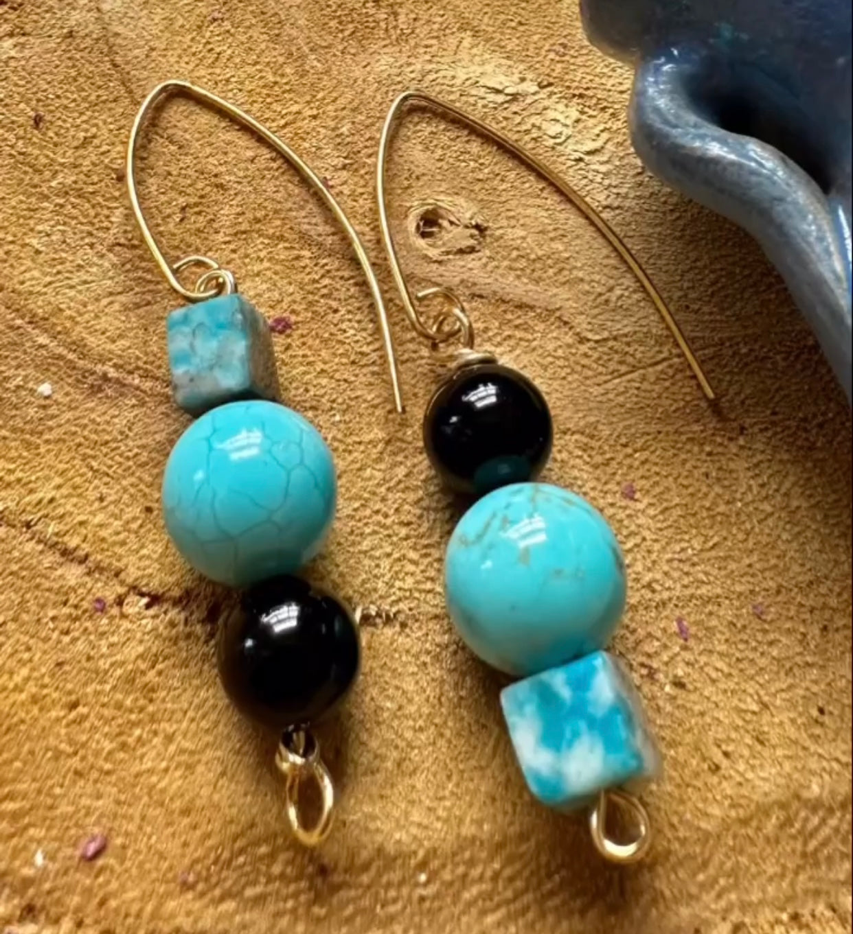 Onyx, Turquoise and Jasper Earrings