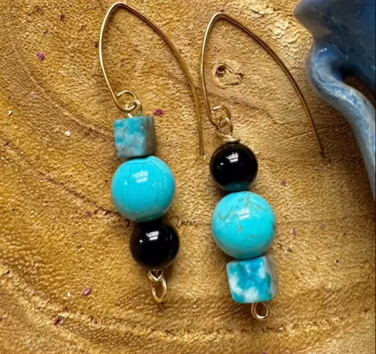 Onyx, Turquoise and Jasper Earrings