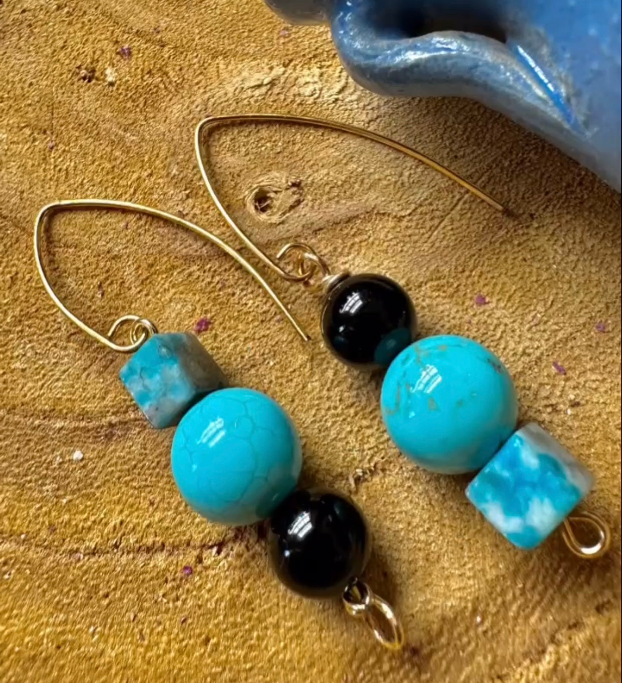 Onyx, Turquoise and Jasper Earrings