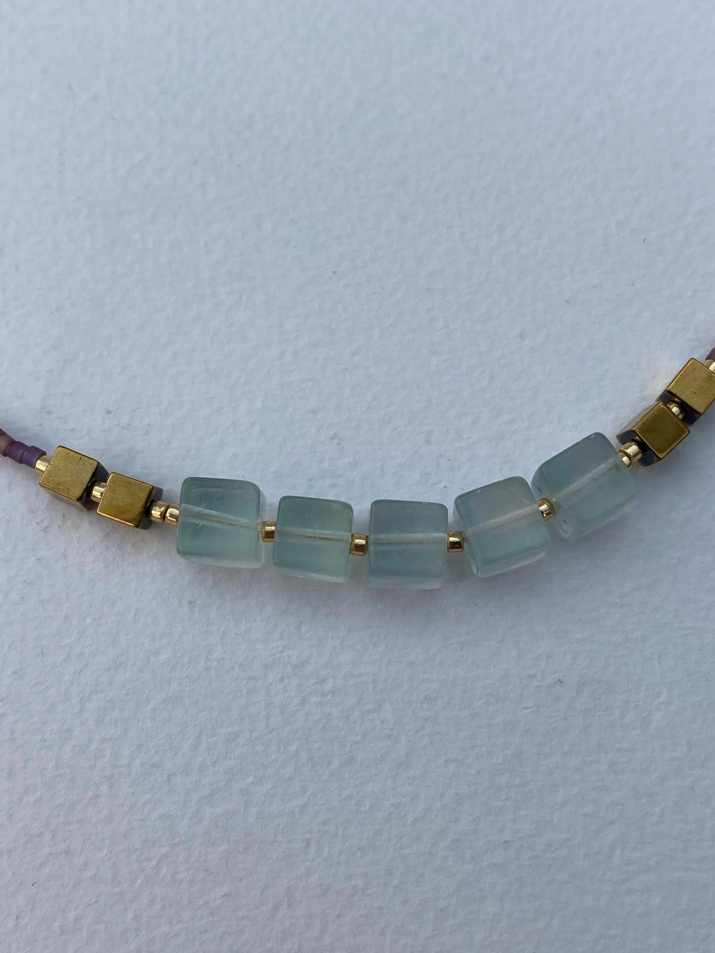 Gemstone necklace with Blue Fluorite, Aquamarine