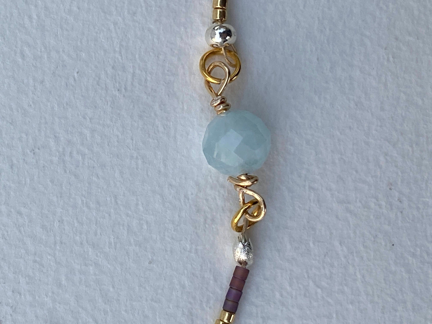 Gemstone necklace with Blue Fluorite, Aquamarine