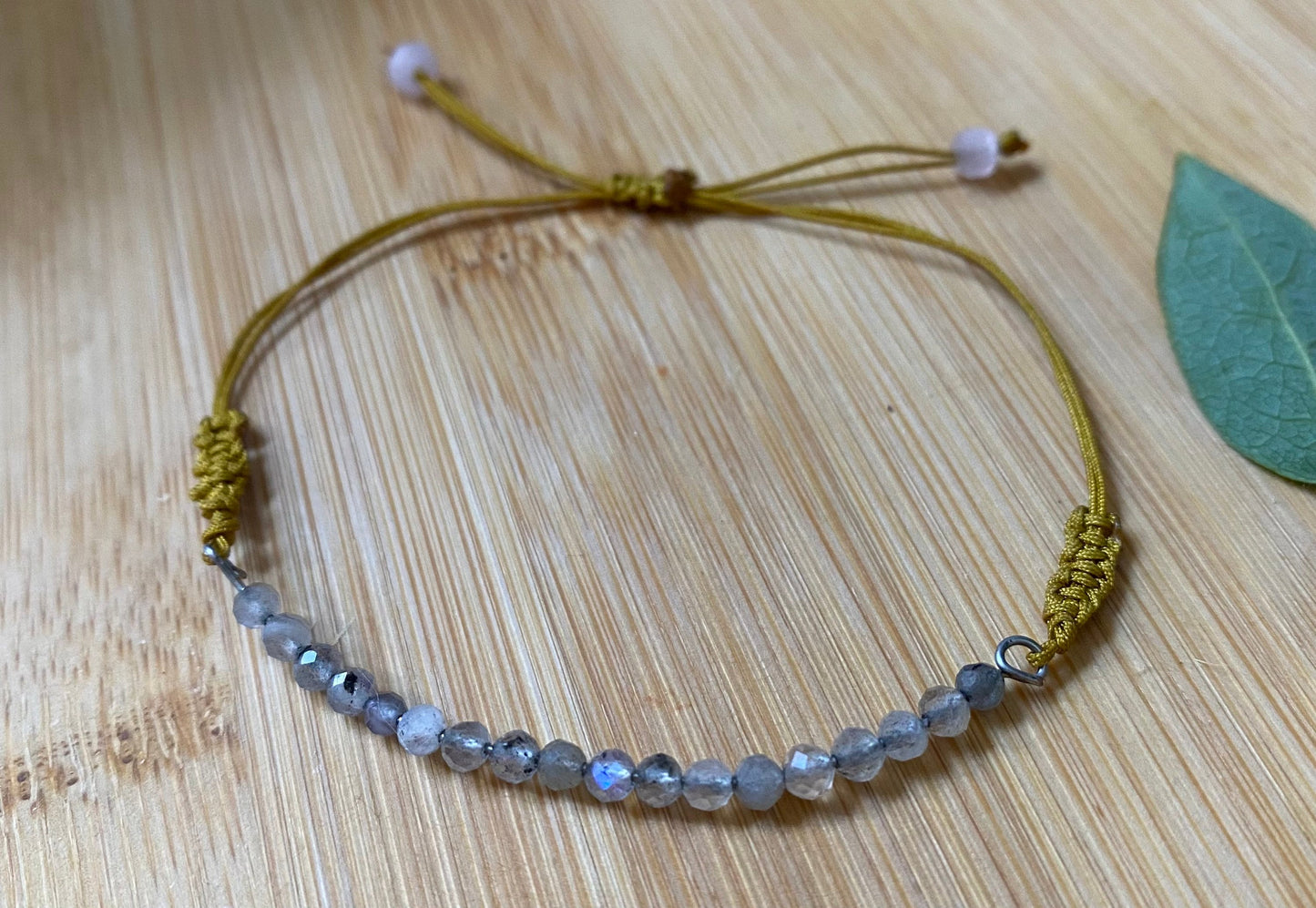 Labradorite bracelet,Gemstone Bracelet, Adjustable Cord Bracelet,Faceted Small Beads, Tiny bead labradorite