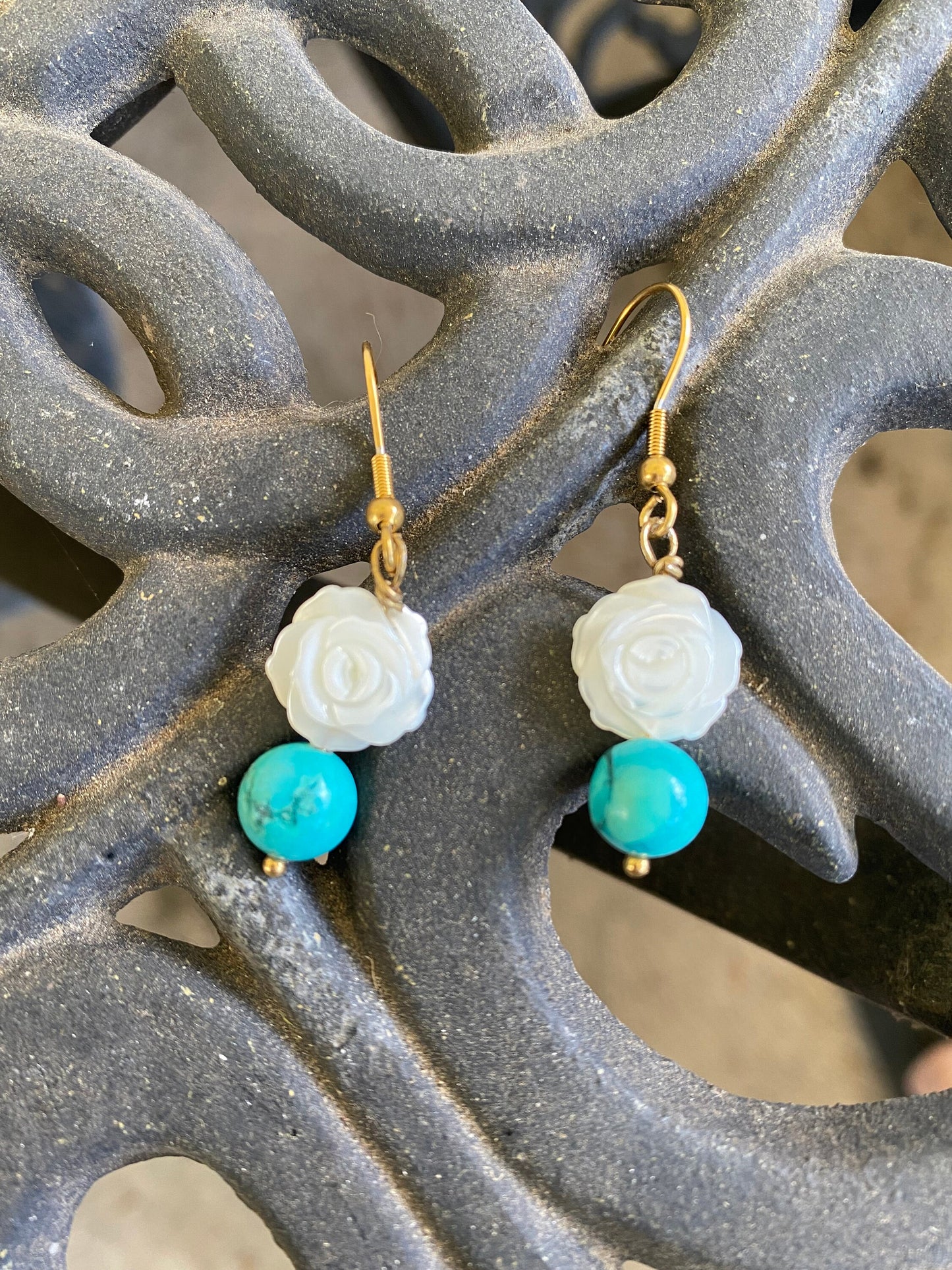 Mother of Pearl, Turquoise Earrings