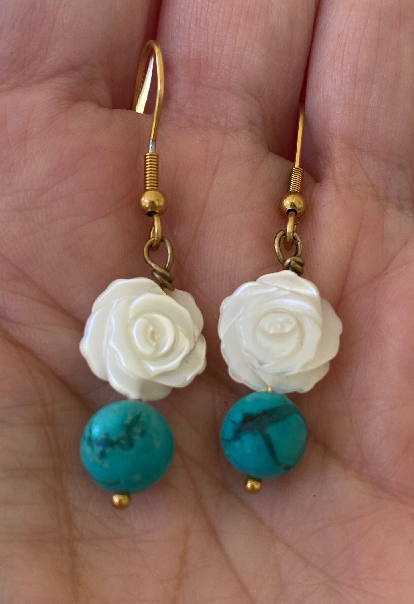 Mother of Pearl, Turquoise Earrings