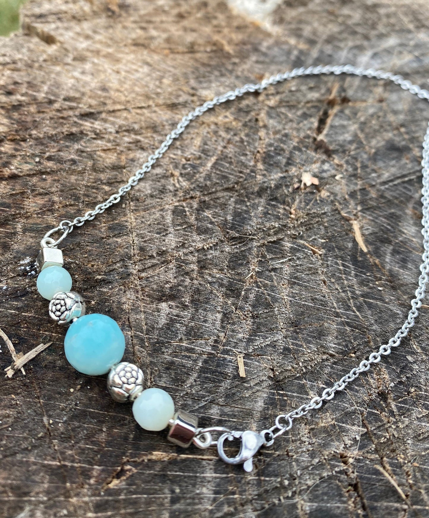 Amazonite Necklace, Amazonite silver Necklace