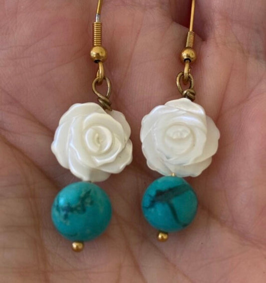 Mother of Pearl, Turquoise Earrings