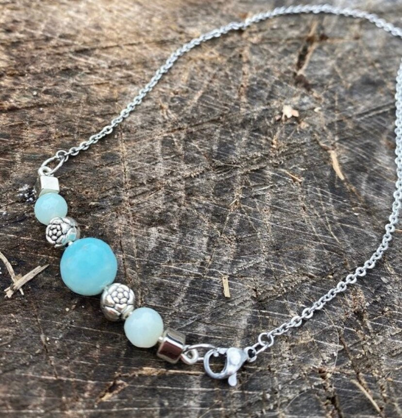 Amazonite Necklace, Amazonite silver Necklace