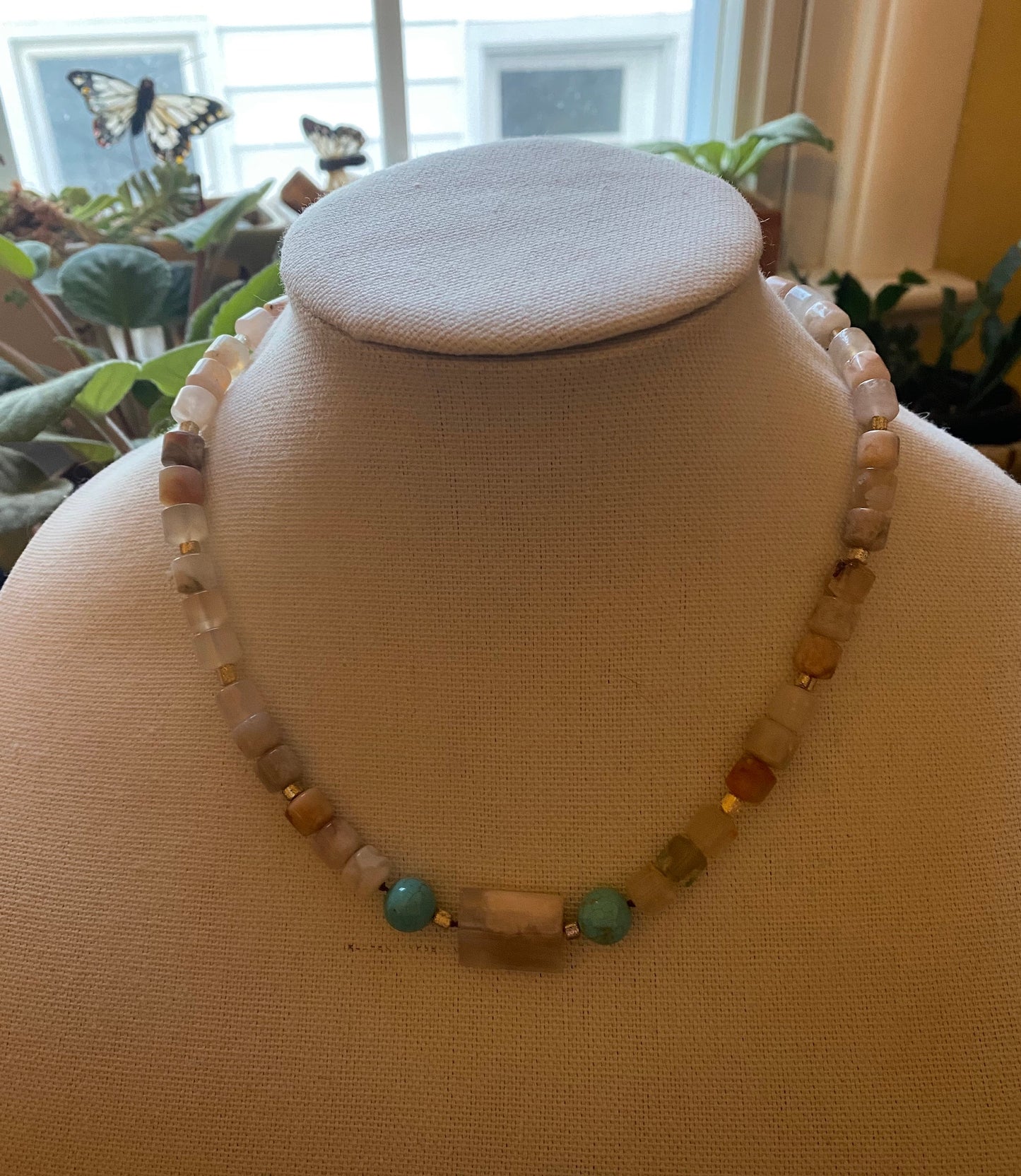 Cherry Blossom Agate, Turquoise Necklace, Agate, Cherry Blossom, Cherry Blossom Necklace, Turquoise Necklace