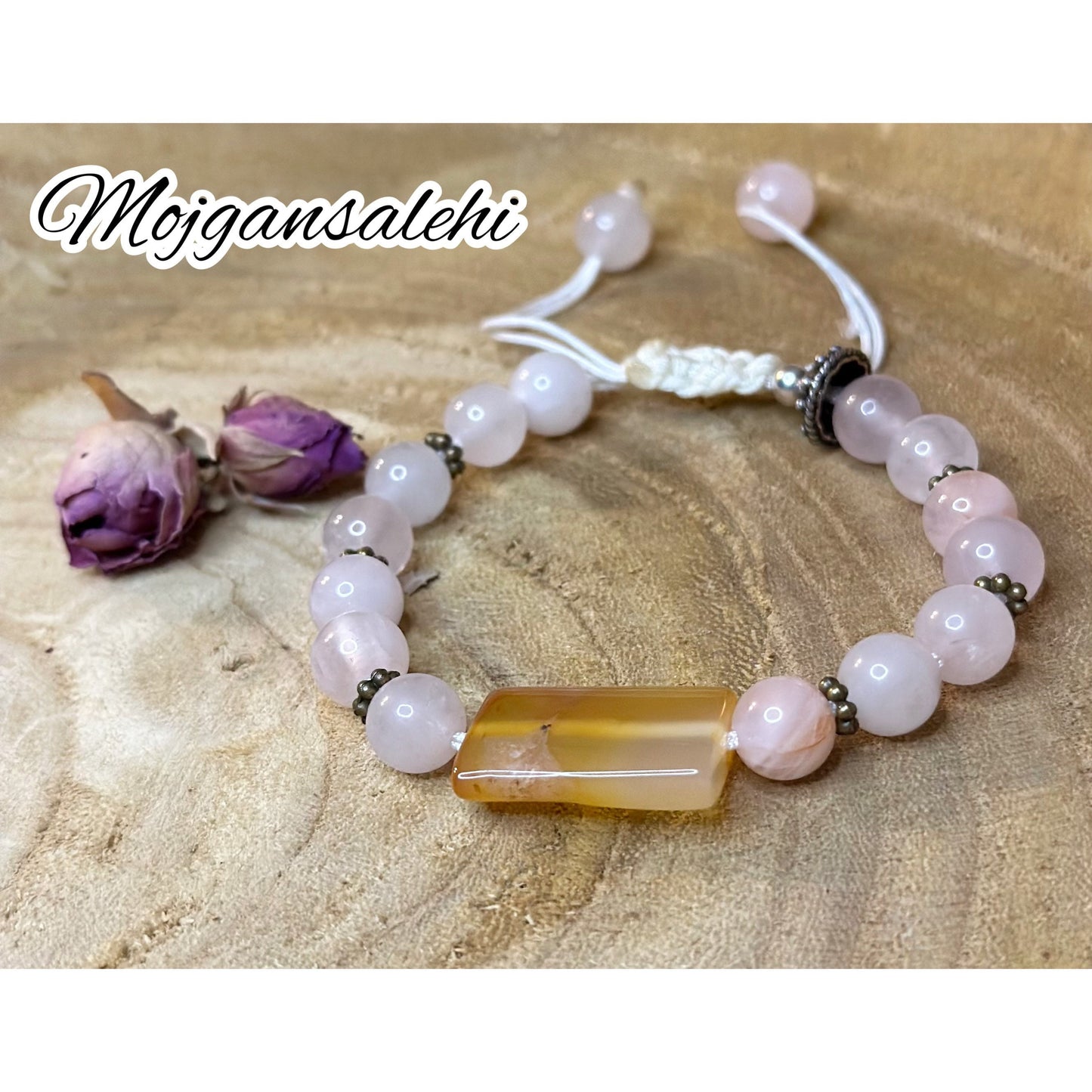 Agate, rose quartz bracelet, rose Quartz bracelet, agate bracelet, Valentine’s day gift.