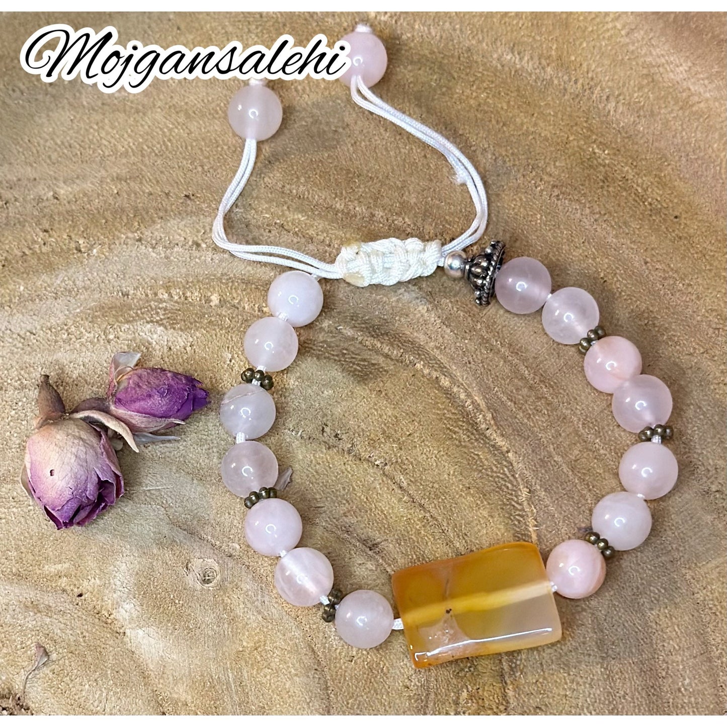 Agate, rose quartz bracelet, rose Quartz bracelet, agate bracelet, Valentine’s day gift.