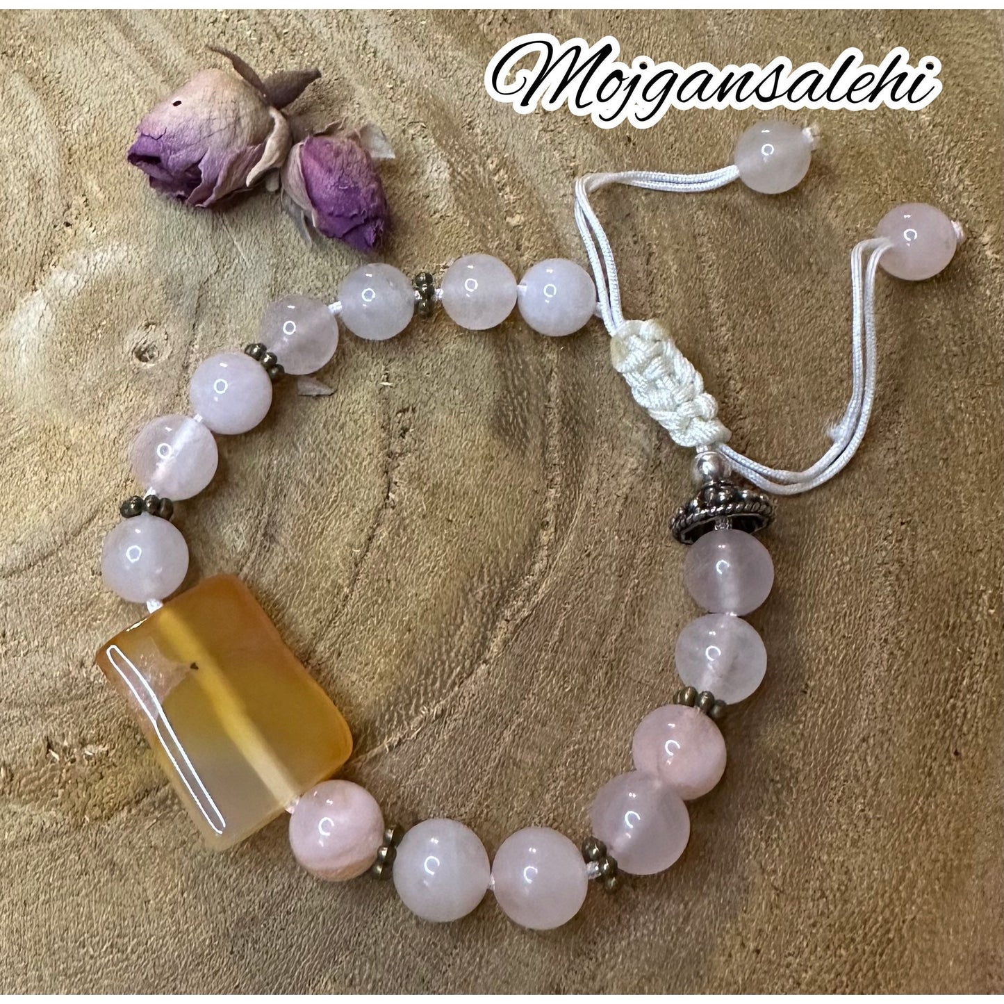 Agate, rose quartz bracelet, rose Quartz bracelet, agate bracelet, Valentine’s day gift.