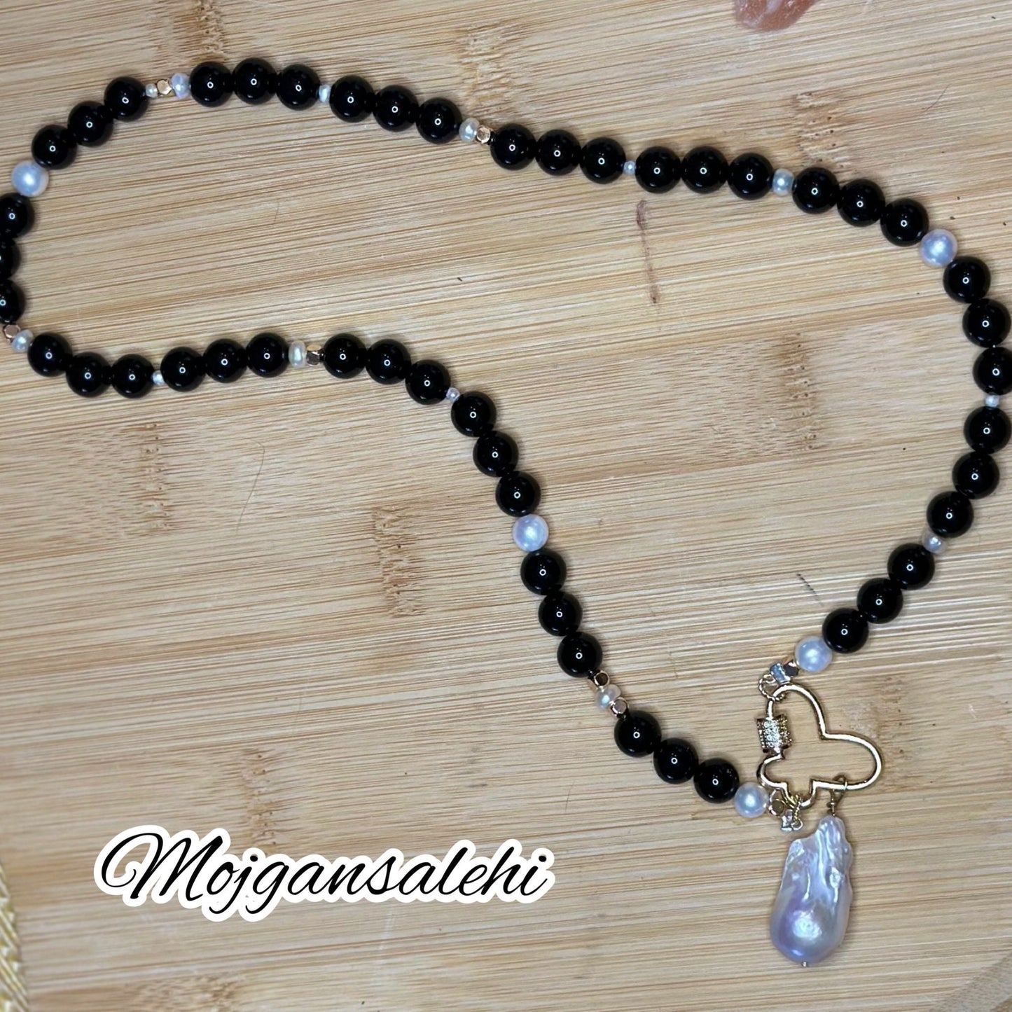 Baroque pearl, pearl, Black Onix necklace.Valentanie gift ,Black necklace, Baroque necklace, Black Onix Baroque Pearl Necklace.