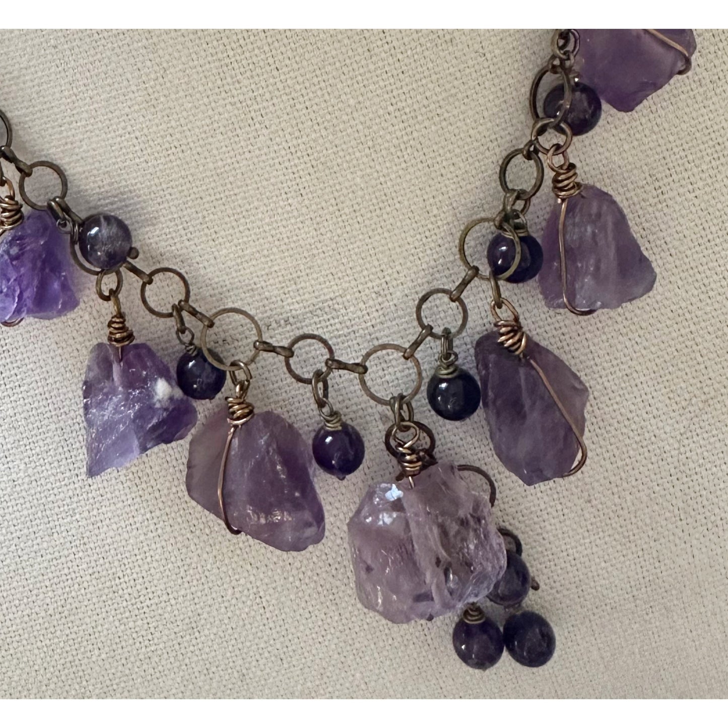 Raw Amethyst Necklace with copper chain, gift for her, Valentine’s gift