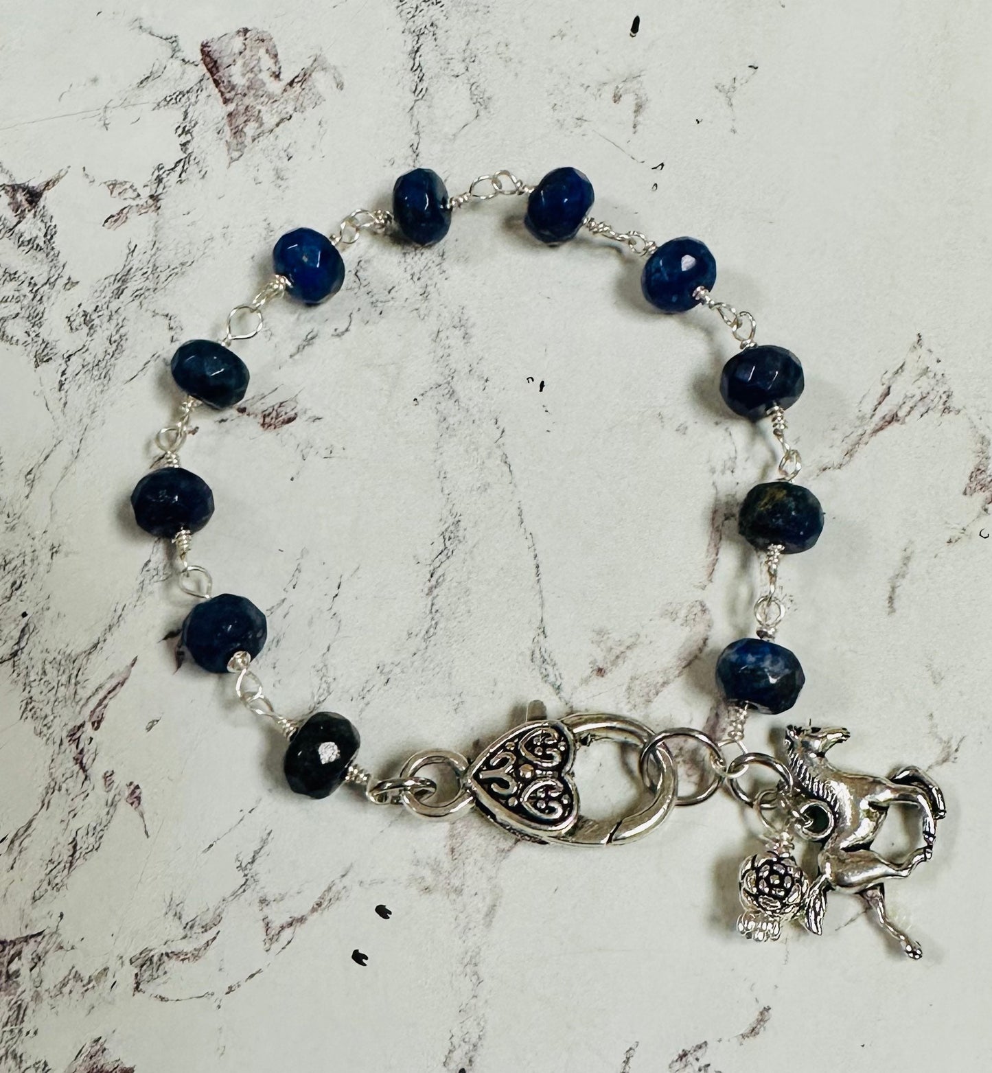 Lapis lazuli bracelet with stainless steel.