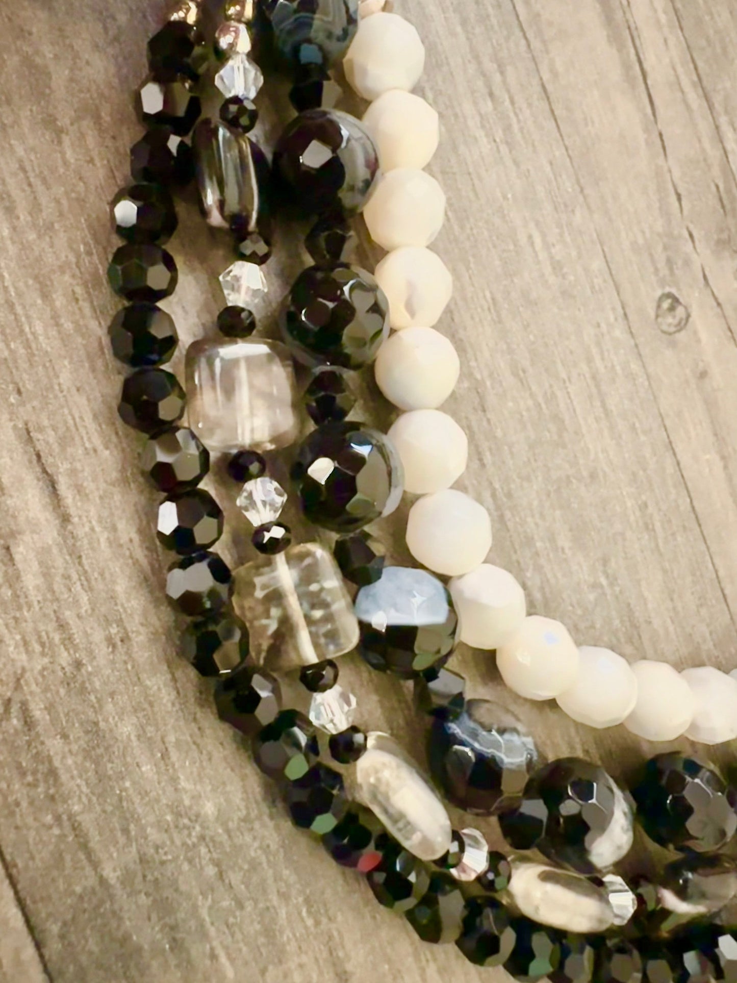 Agate, Black Onyx, mother of pearl and Crystal necklace. A gift