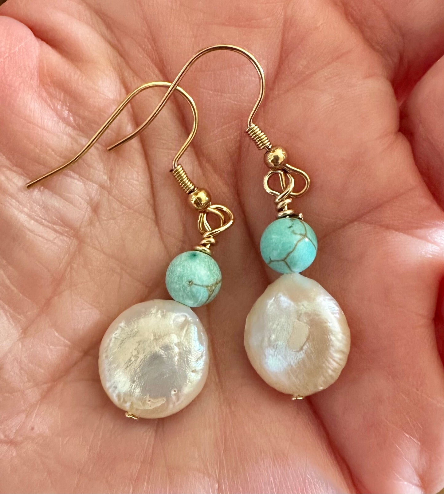 Baroque pearl and turquoise earrings