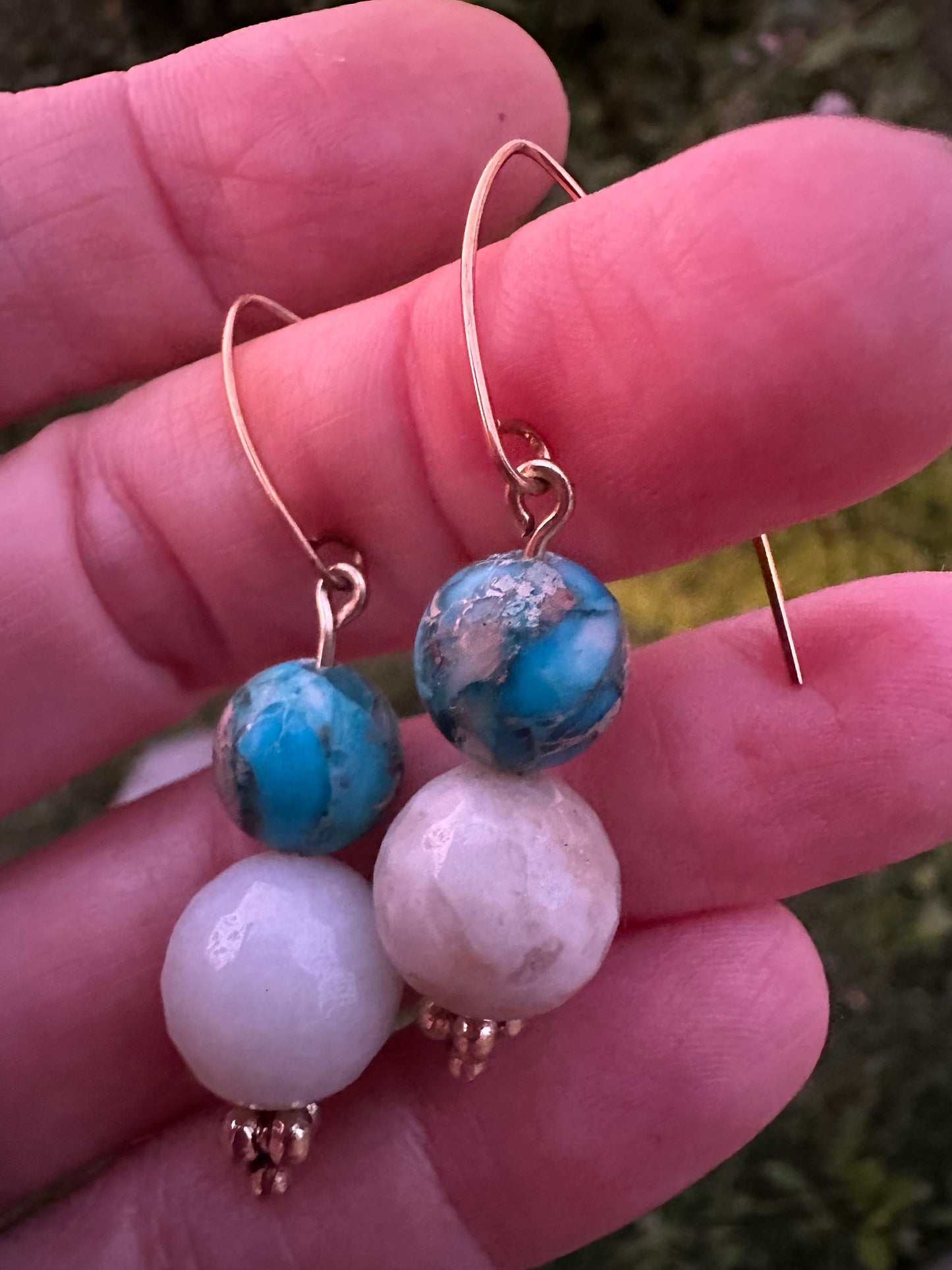 Amazonite and blue Jasper with Gold filled earrings